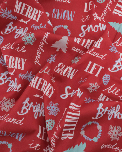 Tissu Coton de Noël Merry Christmas - Mercerine