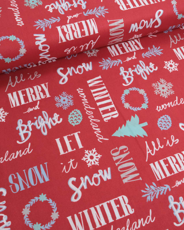 Tissu Coton de Noël Merry Christmas - Mercerine
