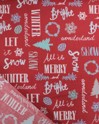 Tissu Coton de Noël Merry Christmas - Mercerine
