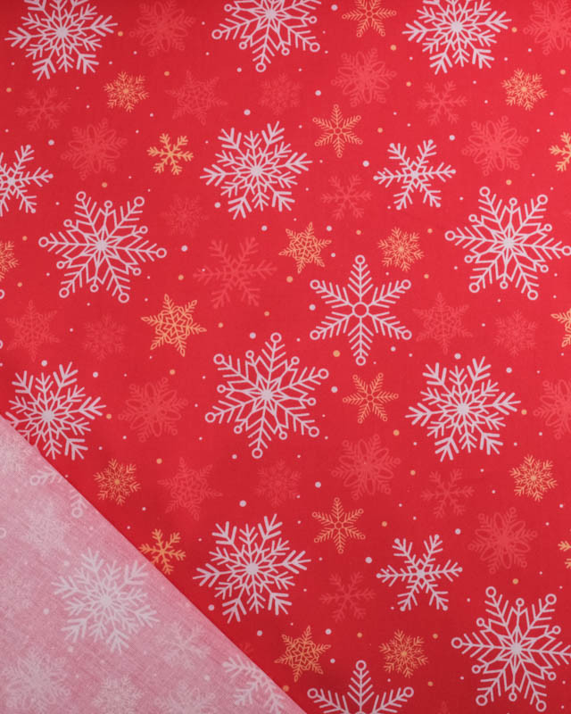 Tissu Coton de Noël Flocon Rouge - Mercerine