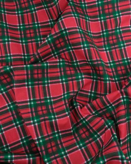 Tissu Noël Coton Ecossais Rouge - Mercerine