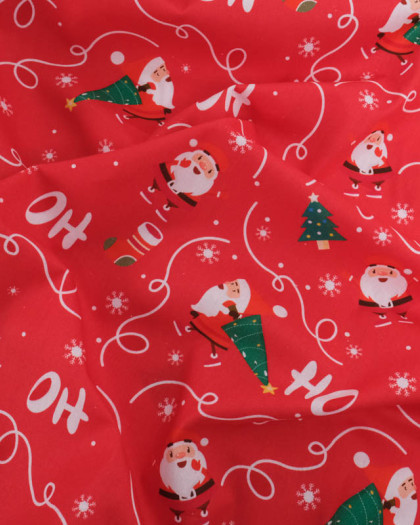 Tissu Noël Coton Oh Oh Oh - Mercerine