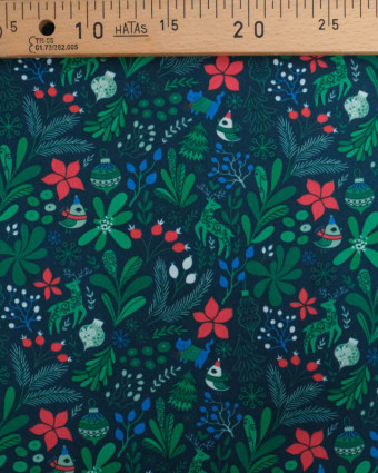 Tissu de Noël Popeline Motif Noël Enchanté - Mercerine