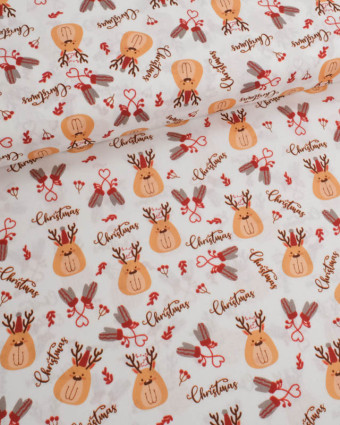 Tissu Noël Coton Renne de Noël - Mercerine