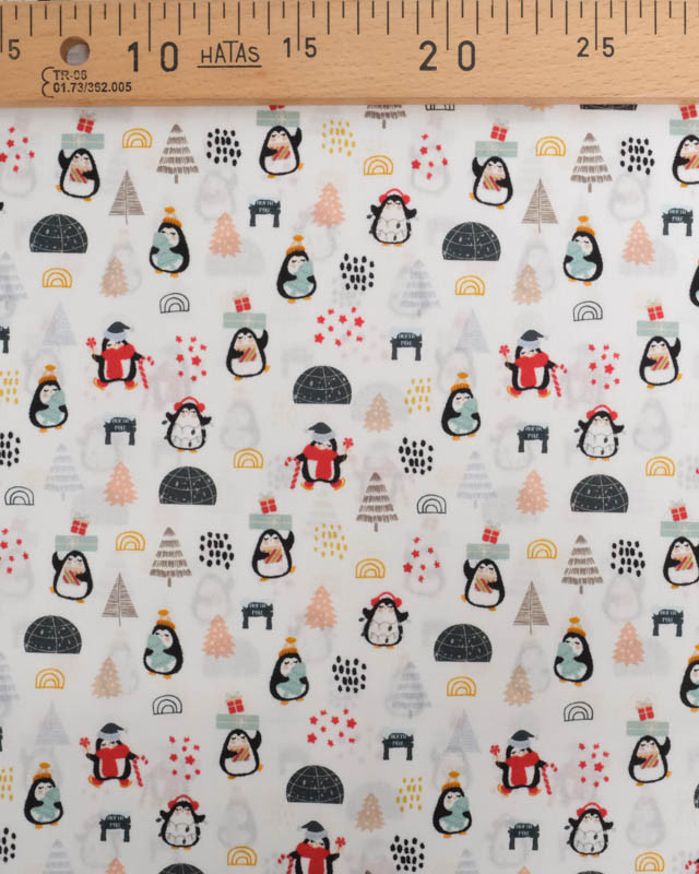 Tissu Coton de Noël Petits Pingouins - Mercerine