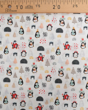 Tissu Coton de Noël Petits Pingouins - Mercerine