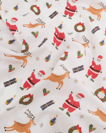 Tissu Noël Coton Père Noël - Mercerine