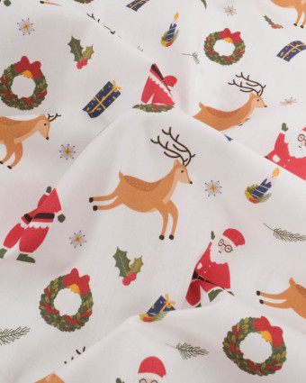 Tissu Noël Coton Père Noël - Mercerine