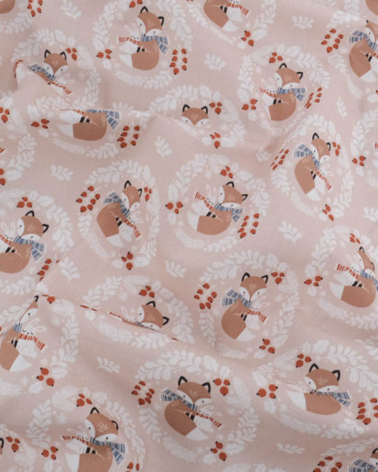 Tissu Coton de Noël Petit Renard - Mercerine