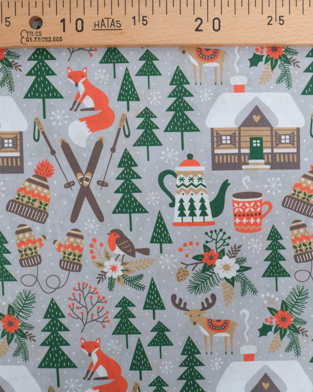 Tissu Noël Coton Chalet de Montagne - Mercerine