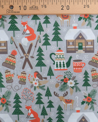 Tissu Noël Coton Chalet de Montagne - Mercerine