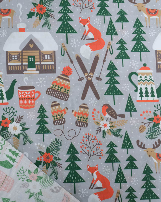 Tissu Noël Coton Chalet de Montagne - Mercerine