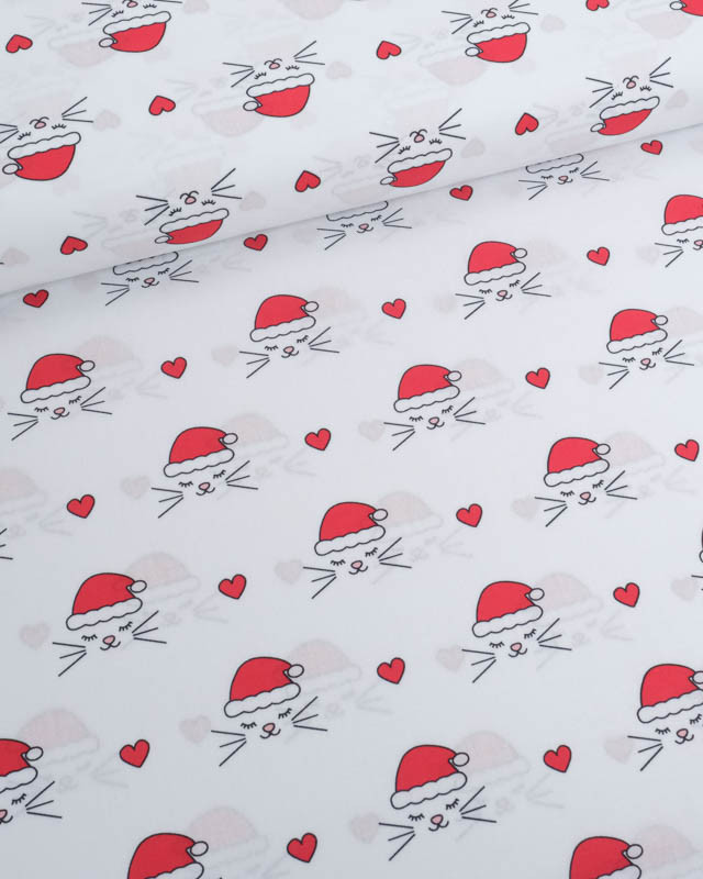 Tissu Noël Coton Chat de Noël - Mercerine