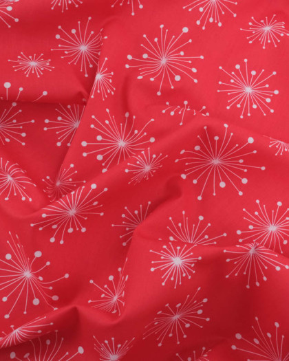 Tissu Coton de Noël Rouge Feu d'Artifice - Mercerine