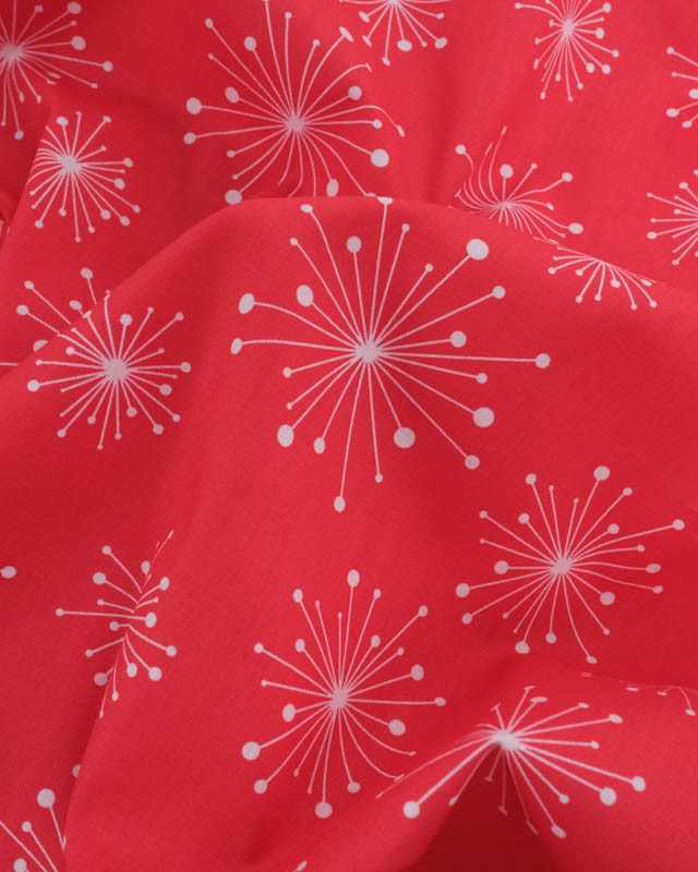 Tissu Coton de Noël Rouge Feu d'Artifice - Mercerine