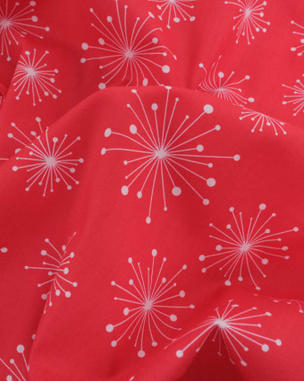 Tissu Coton de Noël Rouge Feu d'Artifice - Mercerine