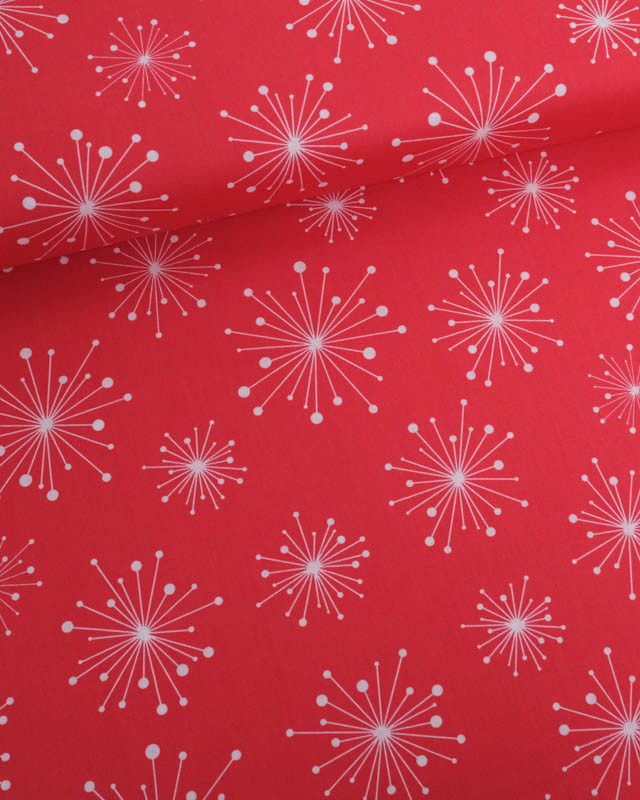 Tissu Coton de Noël Rouge Feu d'Artifice - Mercerine