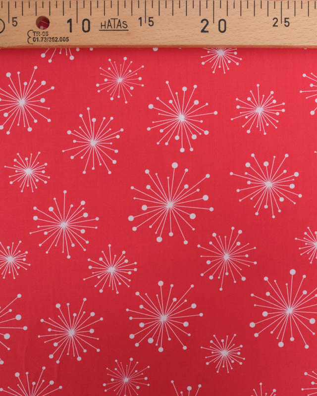 Tissu Coton de Noël Rouge Feu d'Artifice - Mercerine
