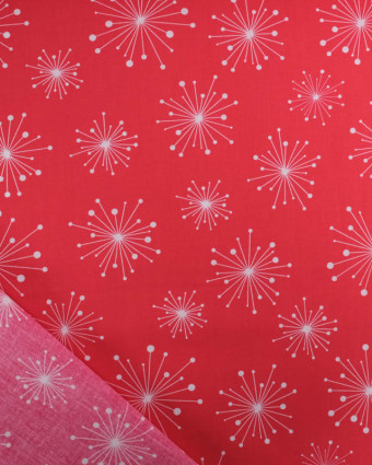 Tissu Coton de Noël Rouge Feu d'Artifice - Mercerine