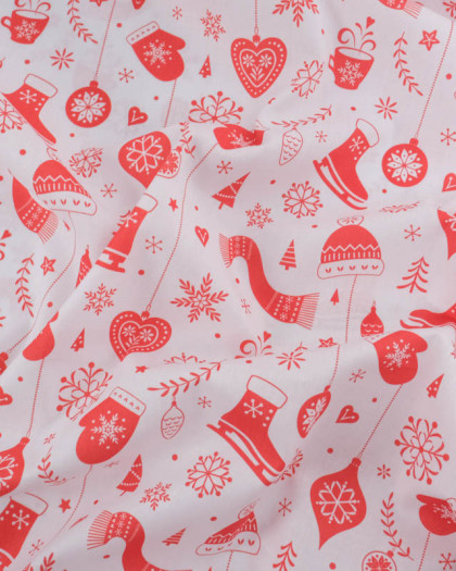 Tissu Noël Coton Motif Noël Tradition - Mercerine