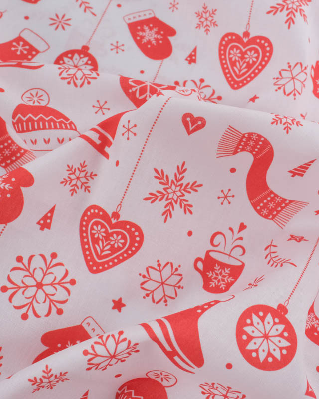 Tissu Noël Coton Motif Noël Tradition - Mercerine