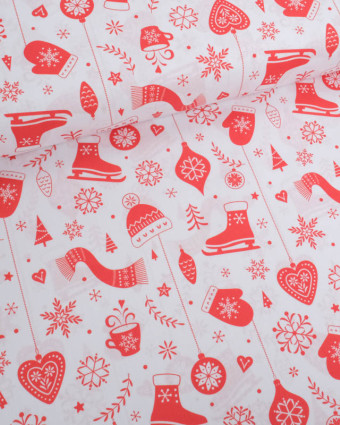 Tissu Noël Coton Motif Noël Tradition - Mercerine