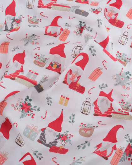 Tissu Coton de Noël Gnome de Noël - Mercerine