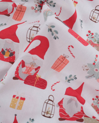 Tissu Coton de Noël Gnome de Noël - Mercerine