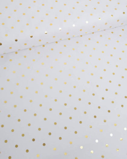 Tissu Noël Blanc Pois Dorés - Mercerine