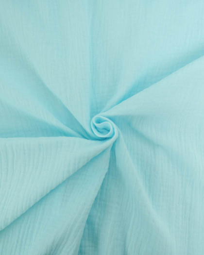 Tissu Double Gaze Bleu Aqua Thaïs - Mercerine
