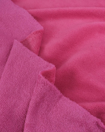 Eponge bambou au mètre : Tissu Eponge Bambou Fuchsia Lou - Mercerine