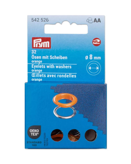 Œillets avec rondelles Prym  8 mm  (32 pièces) - Prym - Mercerine