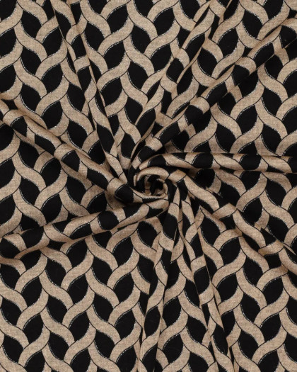 Jersey De Viscose Taupe Motif Epi Touche Lurex  Argent - Mercerine