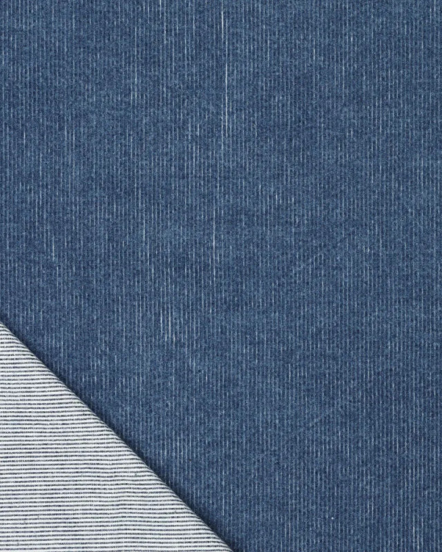 Velours Côtelé Stretch Bleu Jean Aspect Denim - Mercerine