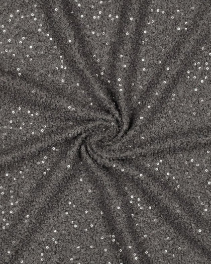 Maille Légère Douce Petites Bouclettes Sequins Gris - Mercerine
