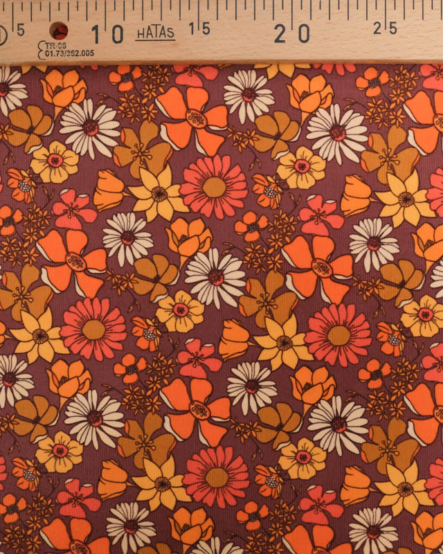 Tissu Velours Milleraies Fleuri Seventies - Mercerine
