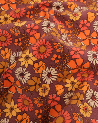 Tissu Velours Milleraies Fleuri Seventies - Mercerine