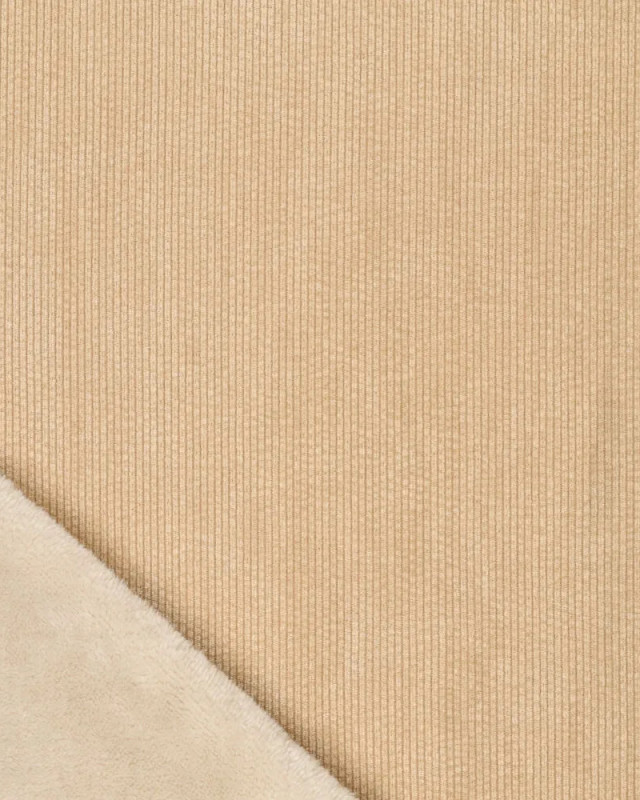 Velours Côtelé Envers Fausse Fourrure Beige - Mercerine