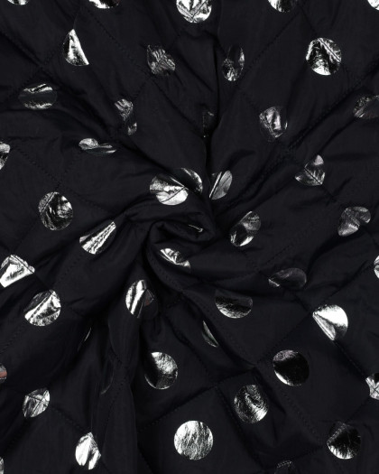 Tissu Matelassé Noir Pois Argents - Mercerine