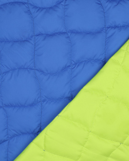 Tissu Matelassé Biface Bleu et Vert Fluo - Mercerine