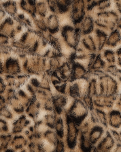 Tissu Fausse Fourrure Extra Douce Léopard Camel - Mercerine