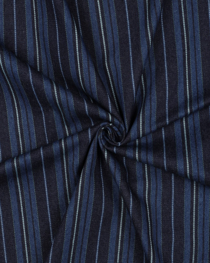 Tissu Jean Rayures Bleu Indigo - Mercerine
