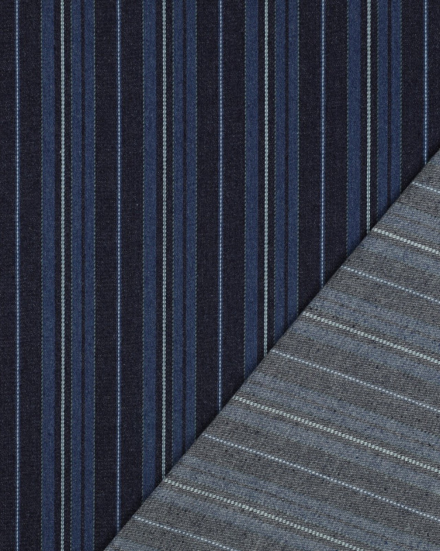 Tissu Jean Rayures Bleu Indigo - Mercerine