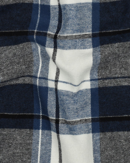 Tissu Flanelle Motif Tartan Bleu Fond Ecru - Mercerine