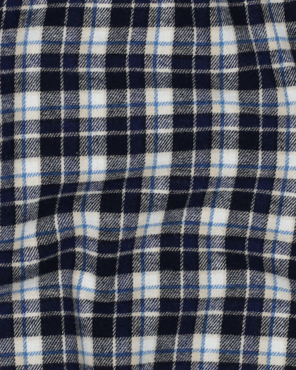 Tissu Flanelle Motif Tartan Petits Carreaux Bleu Marine - Mercerine