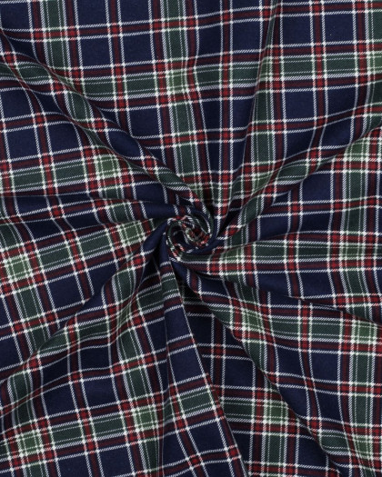 Tissu Flanelle Motif Tartan British Fond Bleu Marine - Mercerine