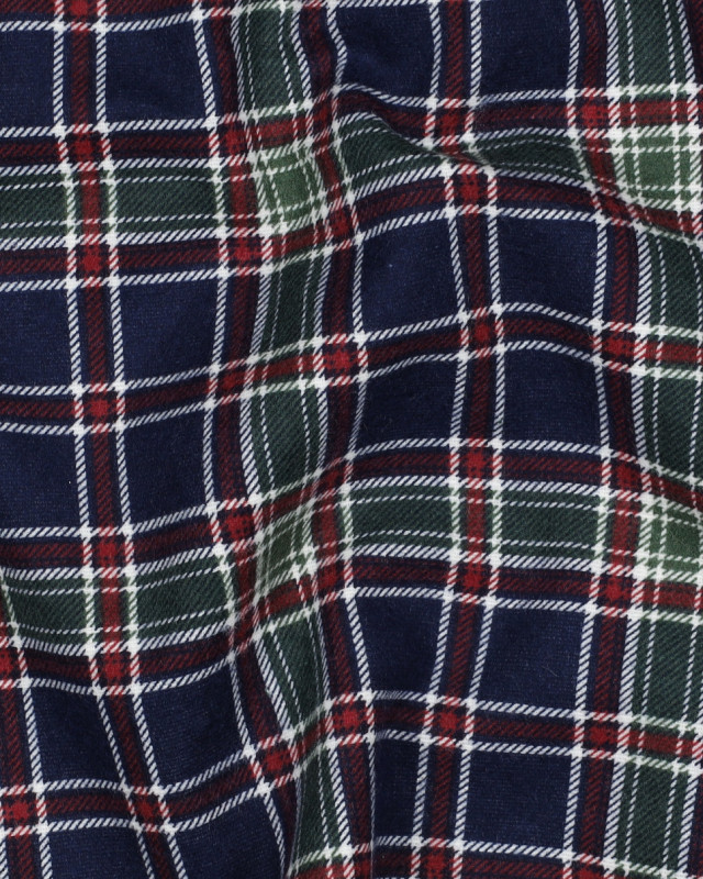 Tissu Flanelle Motif Tartan British Fond Bleu Marine - Mercerine