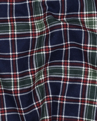 Tissu Flanelle Motif Tartan British Fond Bleu Marine - Mercerine