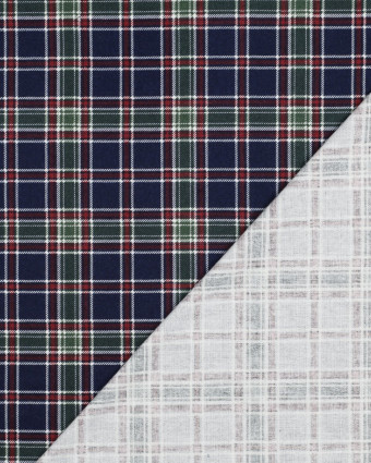 Tissu Flanelle Motif Tartan British Fond Bleu Marine - Mercerine