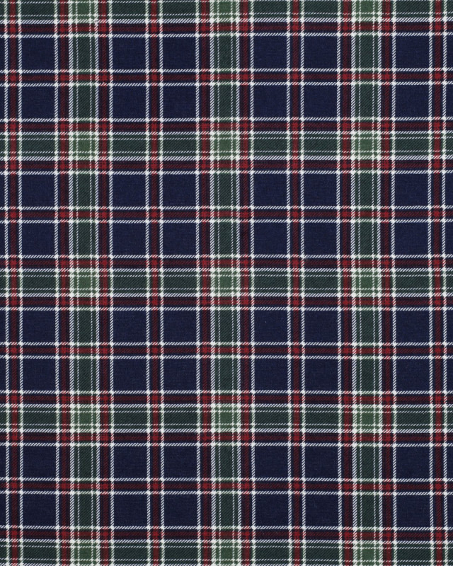Tissu Flanelle Motif Tartan British Fond Bleu Marine - Mercerine